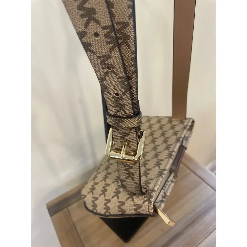 Michael Kors Tan + Brown MK Logo Belt Bag Sz L/XL